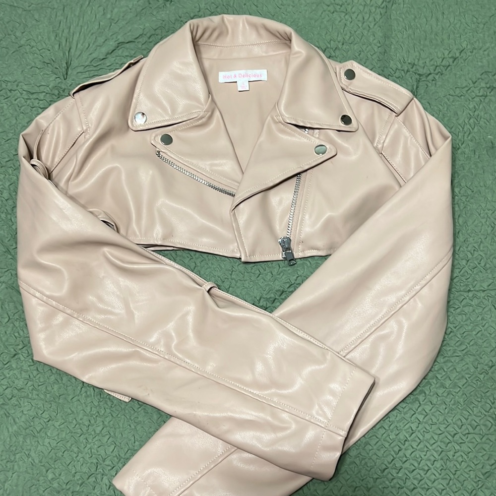 Faux Leather Crop Jacket
